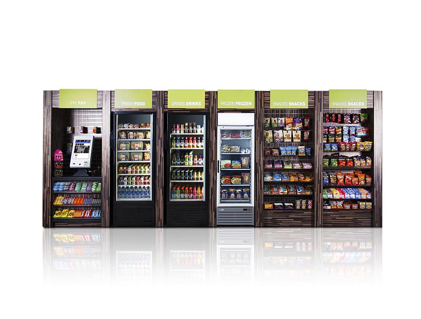 Micro market with self-checkout kiosk